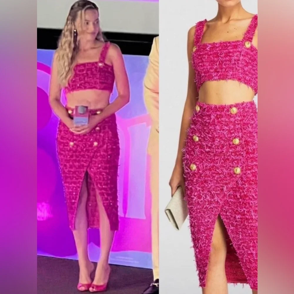 Balmain × Barbie Limited-Edition Pink Tweed Two-Piece Set - Picture 5 of 5